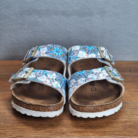 Birkenstock Arizona Sandals Women 9 9.5 EU 40 Narrow Blue Floral Boho Flower - Picture 2 of 10